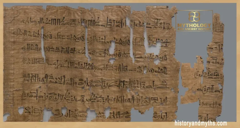 A cropped section of the Harem Conspiracy Papyrus (Judicial Papyrus), documenting the investigation and trial of conspirators accused of plotting against Ramesses III