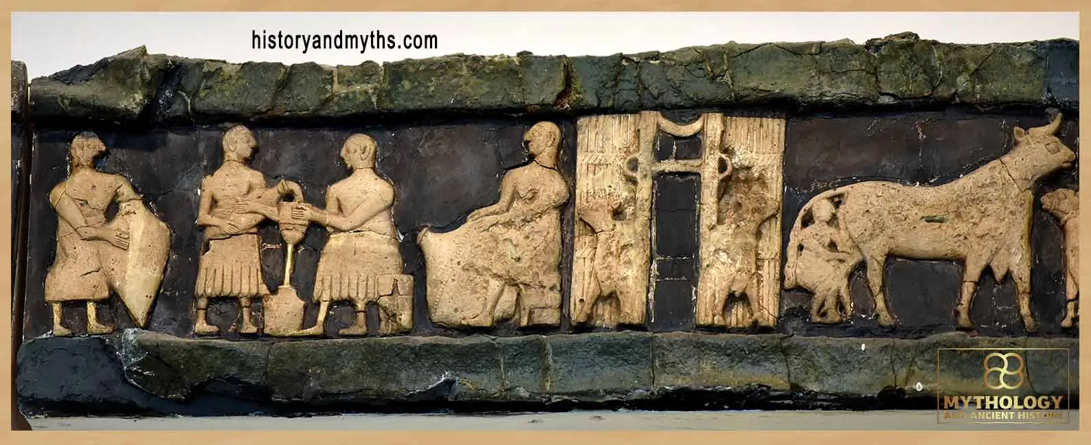 Sumerian milking and dairy production scene, Early Dynastic period (c. 2800–2600 BCE)