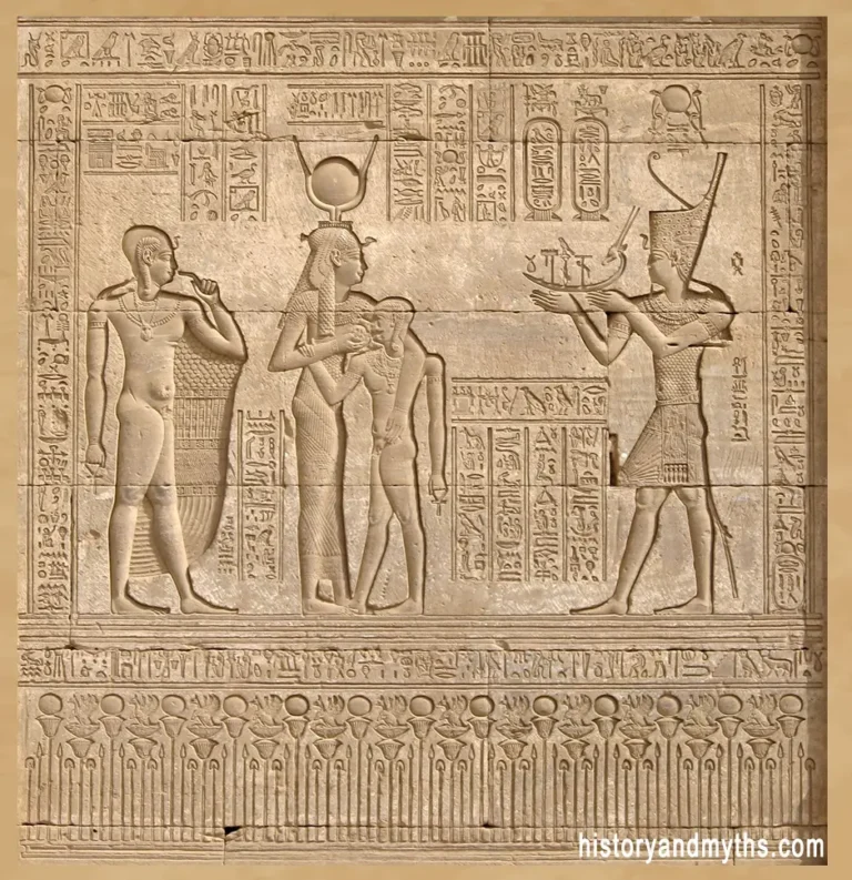 Relief showing Hathor nursing the child god Ihy