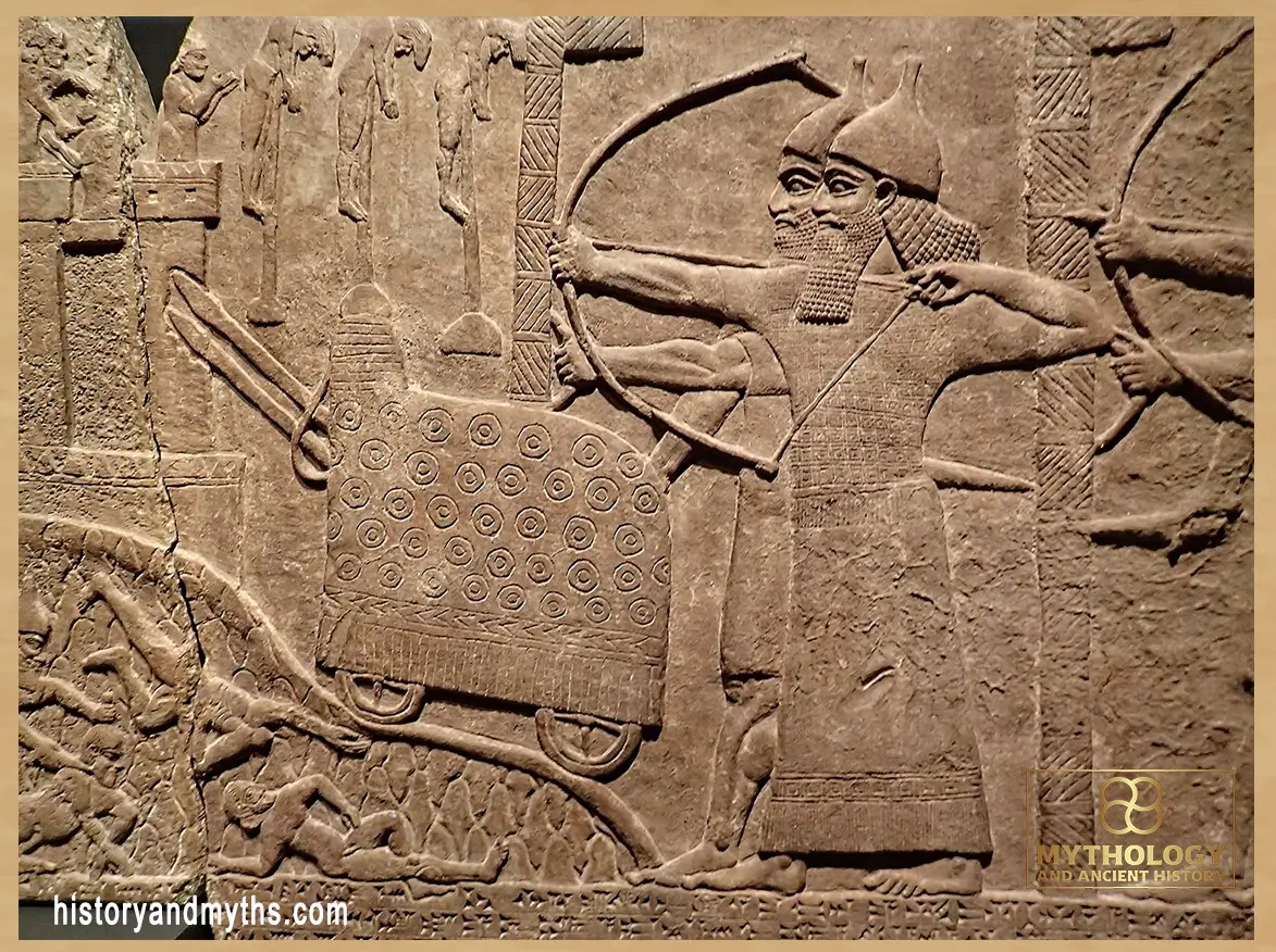 Assyrian relief depicting an attack on an enemy town under Tiglath-Pileser III (720–737 BCE)