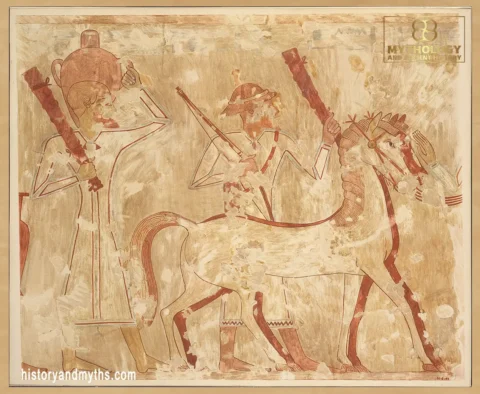 This facsimile shows Syrians bringing horses in the tomb of Rekhmire (TT100)