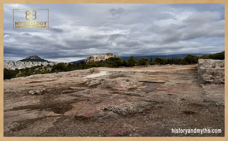 Remains of the Pnyx in Athens, the historic assembly site where Athenian citizens gathered to hear political debates and public announcements