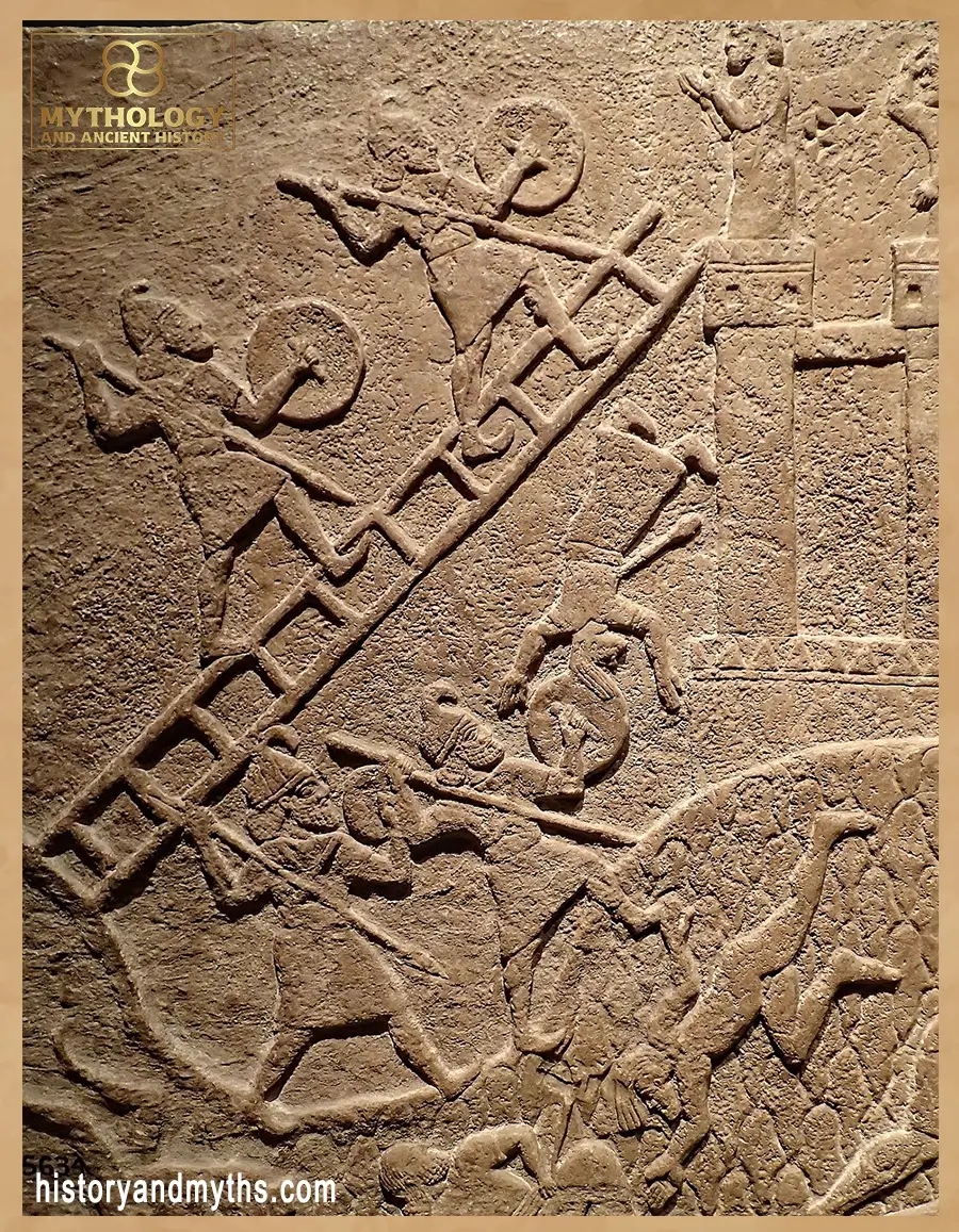 Assyrian siege ladders relief Tiglath-Pileser III Kalhu Nimrud British Museum