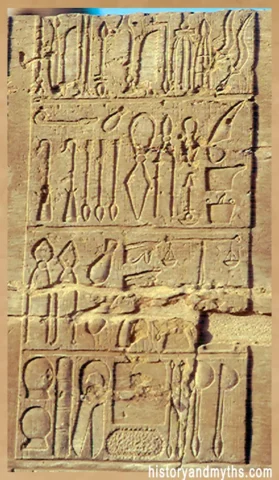 Inscription depicting ancient Egyptian medical instruments