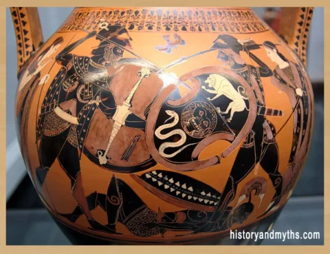 Achilles and Memnon between Thetis and Eos, Attic black-figure amphora attributed to the Painter of Munich 1410, c. 510 BC