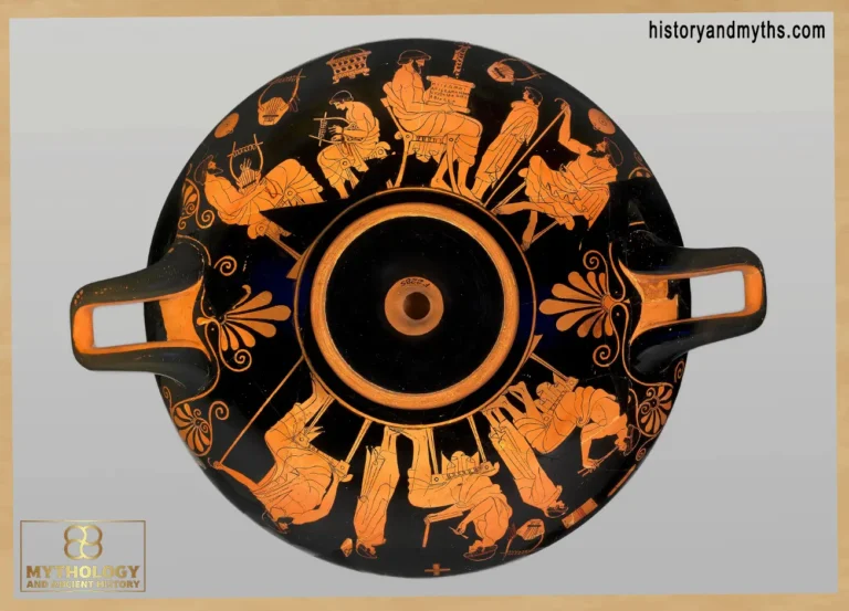 Greek school scene (Douris Cup), ca. 480 BCE (modified)