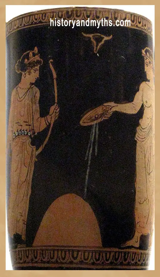 Apollo and Artemis at the Omphalos, Attic red-figure lekythos attributed to the Shuvalov Painter, c. 440 BC