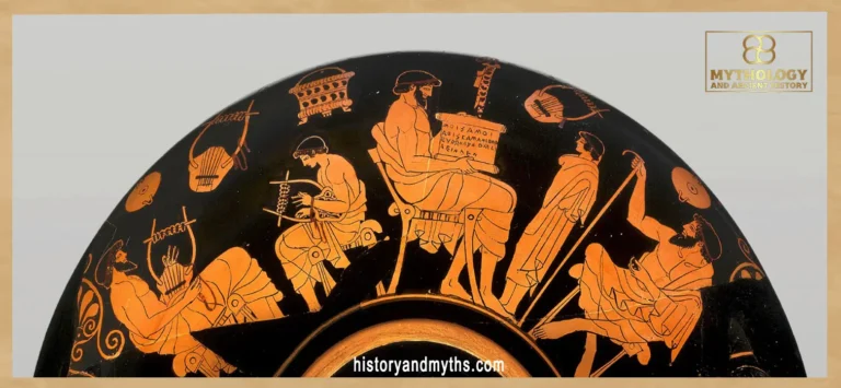 School scene from the Douris Cup showing teaching and student instruction in Classical Athens, reflecting oral learning and memory