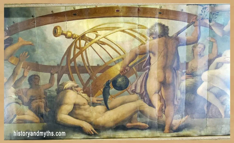 The Mutilation of Uranus by Saturn, depicting Cronus overthrowing the sky god Uranus in a mythological scene of divine succession