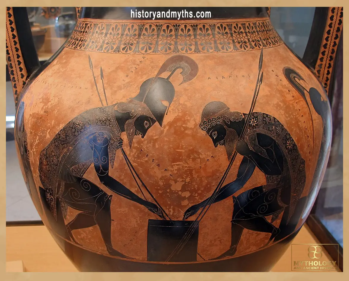 Achilles and Ajax playing a game, black-figure amphora