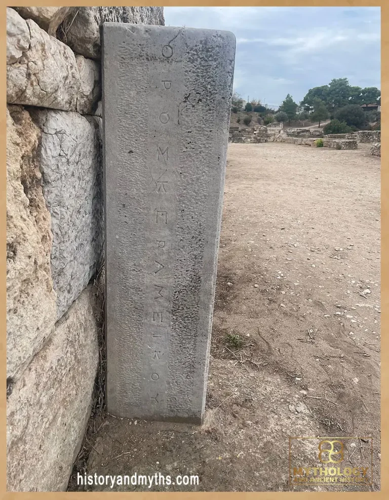 Boundary stone from the Kerameikos in ancient Athens, reflecting the legal markers and property boundaries that formed part of Greek civic and economic life