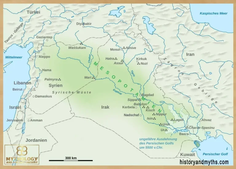 Map of Mesopotamia showing the region of ancient Mesopotamian cities