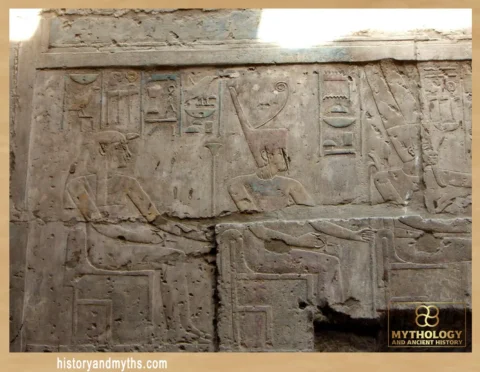 Relief depicting Amun, Amunet, and Mut at Luxor Temple, 18th Dynasty
