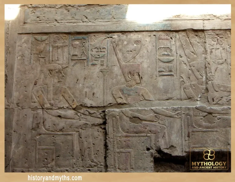 Relief depicting Amun, Amunet, and Mut at Luxor Temple, 18th Dynasty
