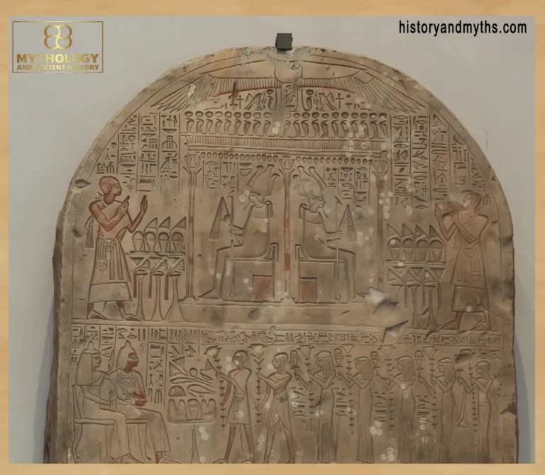 Stele of Ptahmes, vizier of Thebes under Amenhotep III, depicting devotion to Osiris and reflecting authority, justice, and legal order in ancient Egypt