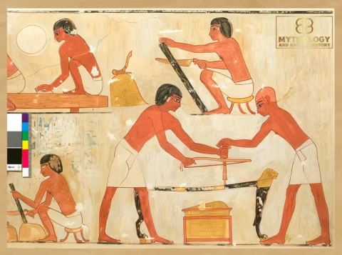 Carpenters at work, facsimile from the Tomb of Rekhmire (TT100), 18th Dynasty