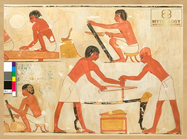 Carpenters at work, facsimile from the Tomb of Rekhmire (TT100), 18th Dynasty