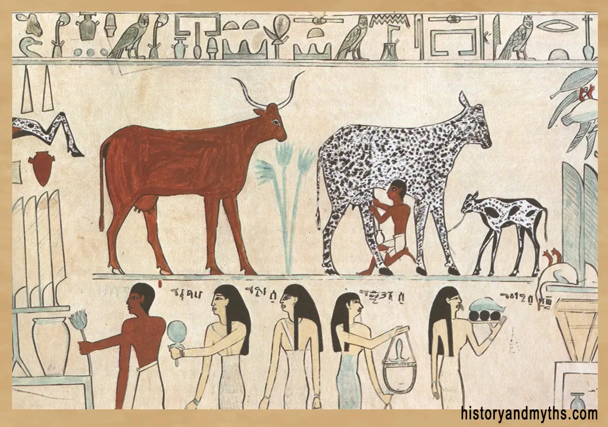 Egyptian Domesticated Animals (wall painting, daily life scene), Ancient Egypt