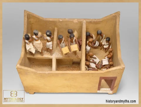 Model of a granary with scribes, from the tomb of Meketre (12th Dynasty, Middle Kingdom)
