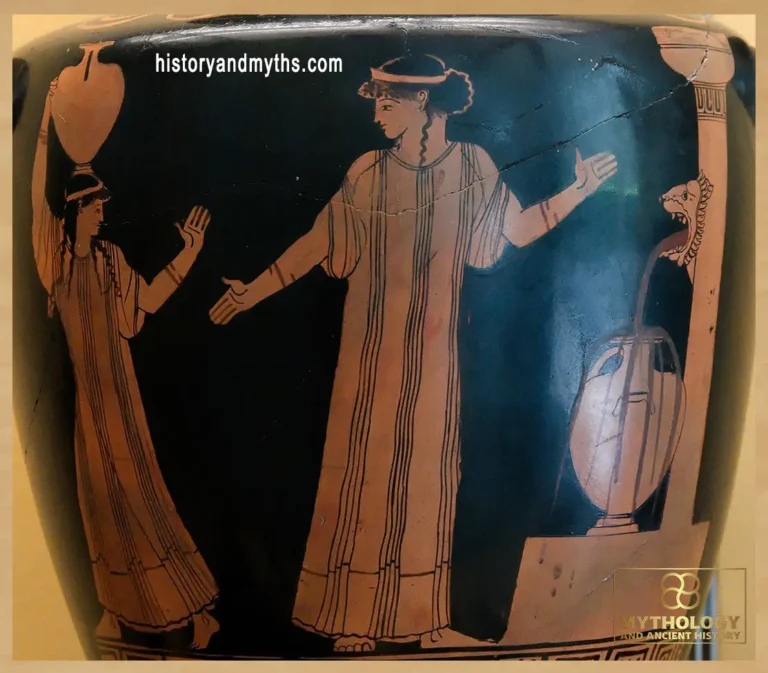 Women collecting water at a public fountain, depicted on an Attic red-figure hydria by the Berlin Painter (c. 490 BC)