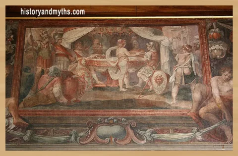 The Banquet of Thyestes, fresco by Orlando Parentini (c. 1559–1565), Museo Gregoriano Etrusco, Vatican Museums