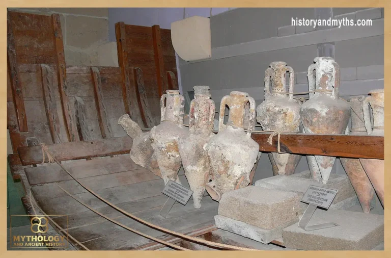 Transport amphorae from the Kyrenia Shipwreck Museum, used for moving commercial goods across ancient Mediterranean trade routes