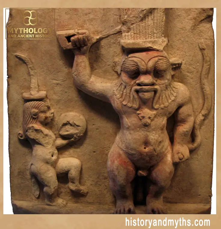 Limestone stele of the god Bes and the goddess Beset