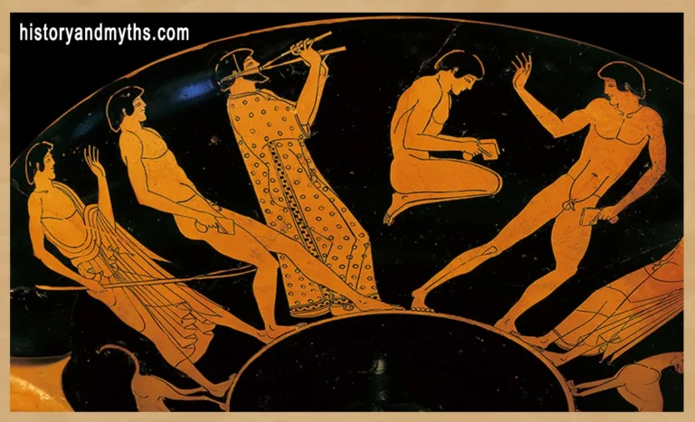Athletes performing the long jump (halma), shown on a Greek kylix (Antikenmuseum Basel, inv. KA 425)