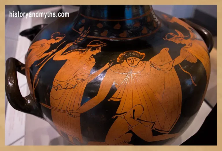 Orestes at Delphi Pursued by the Erinyes, Attic Red-Figure Hydria, attributed to the Later Mannerist N.H. Group, c. 450 BC