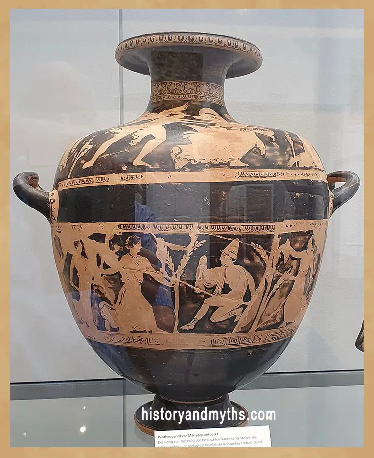 Pentheus discovered by the Maenads, Attic red-figure hydria, c. 380 BC