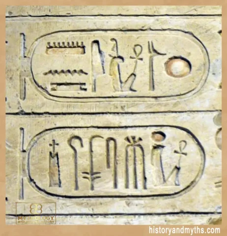 Royal cartouches preserving the Ren of Ramesses III — name as existence in stone.