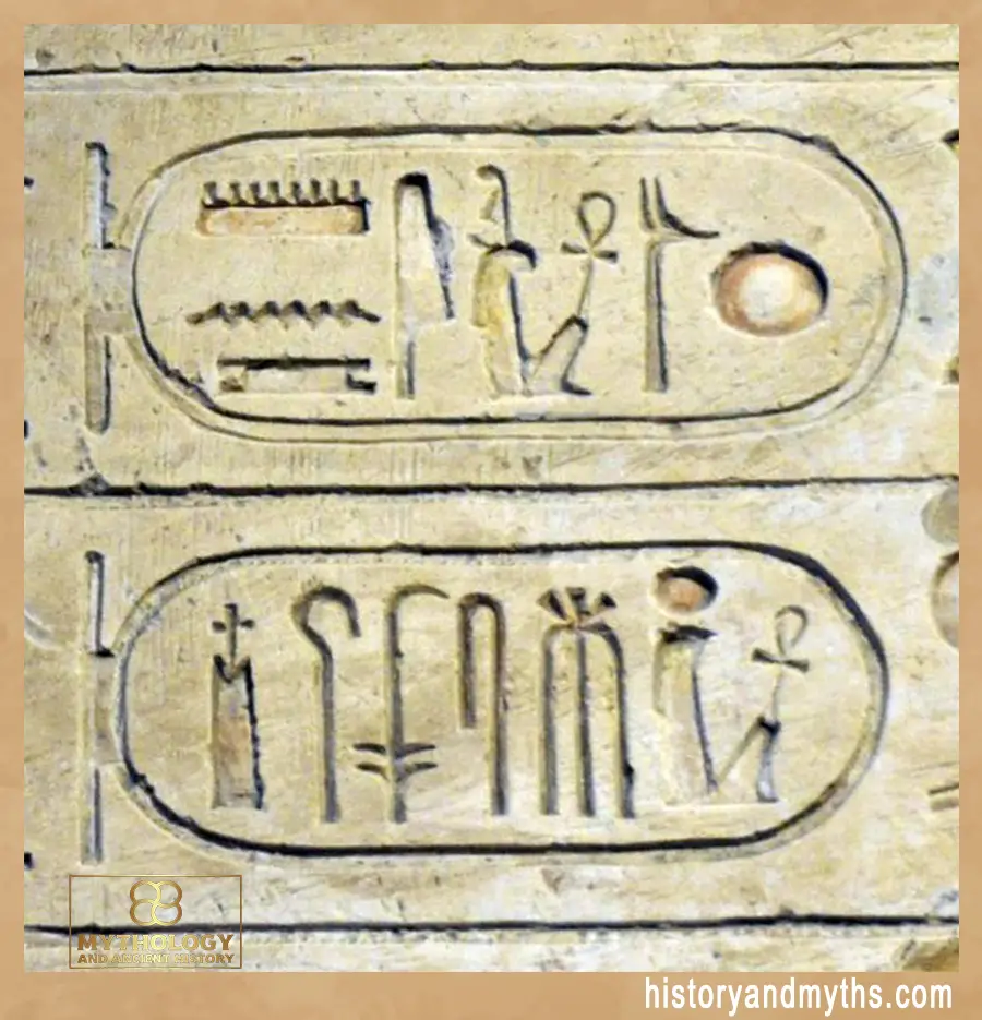 Royal cartouches preserving the Ren of Ramesses III — name as existence in stone.