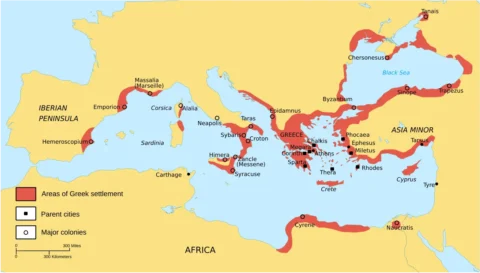 Map of Greek colonization during the Archaic period