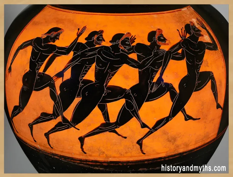 erracotta Panathenaic prize amphora (footrace detail), attributed to the Euphiletos Painter, ca. 530 BCE