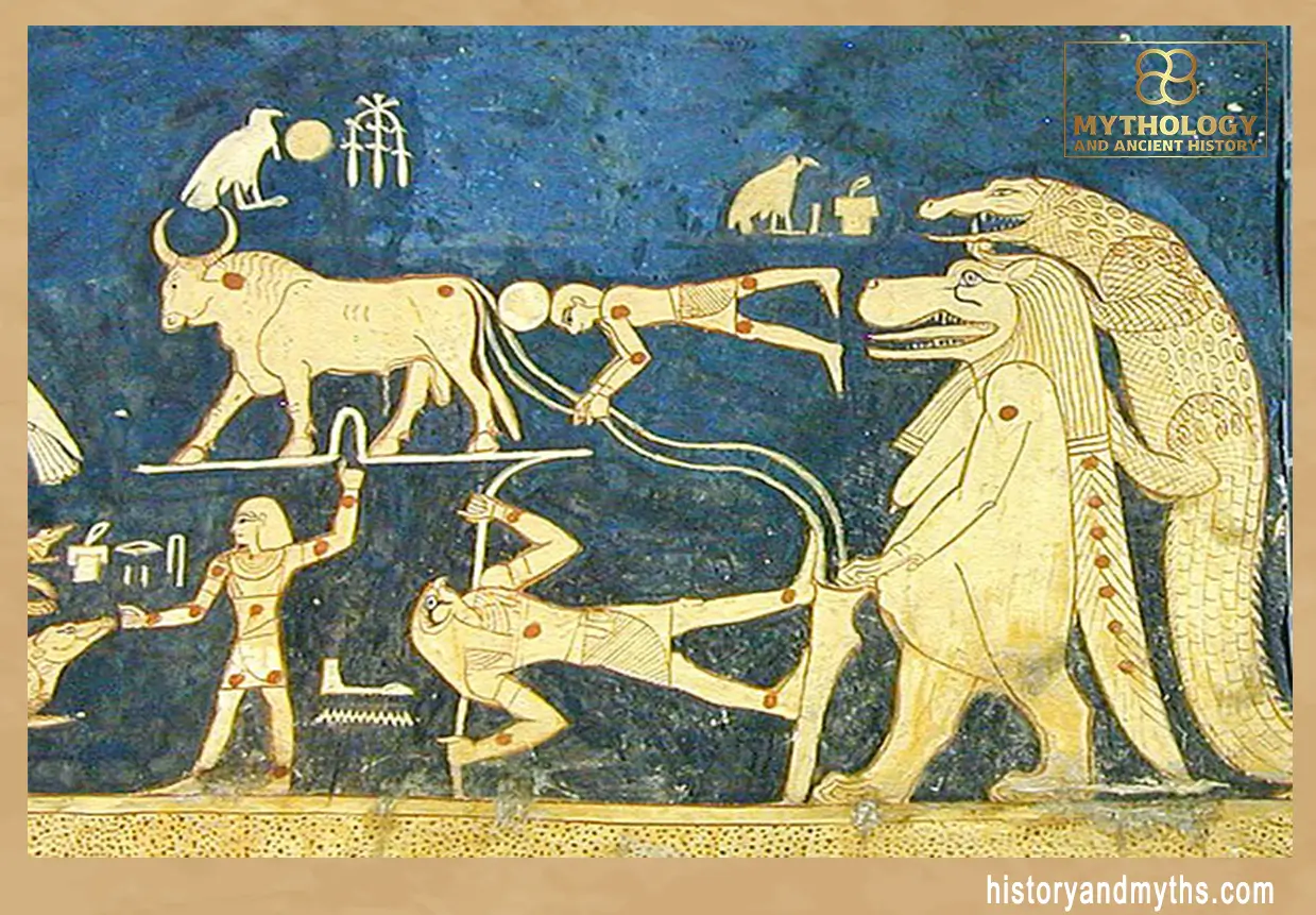 Astronomical ceiling detail featuring the goddess Taweret