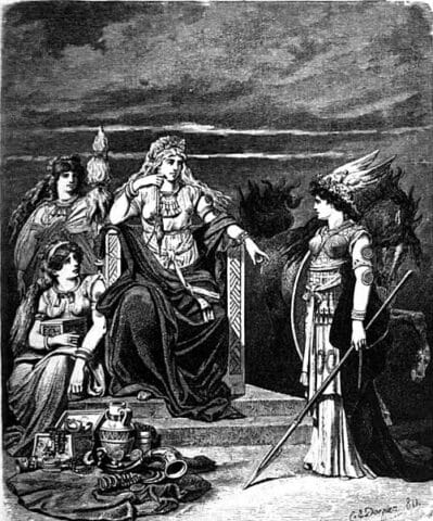 Carl Emil Doepler, Frigg und ihre Dienerinnen (1882), Public Domain, via Wikimedia Commons