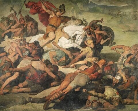 Hermann (Arminius) at the Battle of the Teutoburg Forest, Peter Janssen, 1873. Public Domain. Source: Wikimedia Commons
