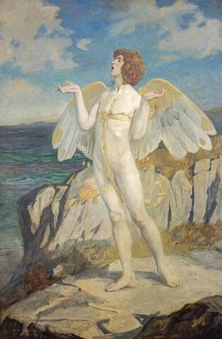 Angus Og, God of Love and Courtesy, by John Duncan, 1908. Public domain, via Wikimedia Commons.