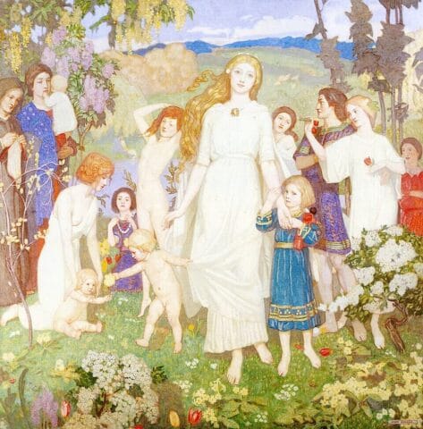 The Coming of Bride (1917) by John Duncan. Public domain. Source: Wikimedia Commons.