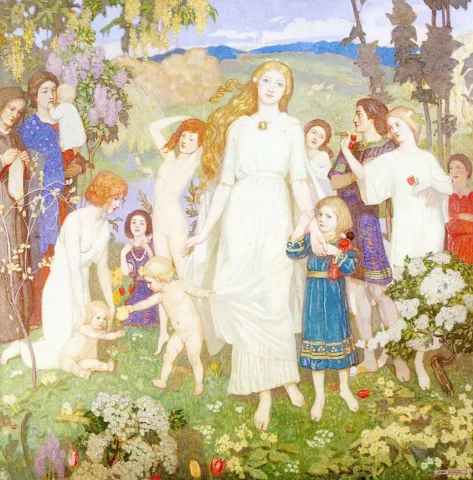 The Coming of Bride (1917) by John Duncan. Public domain. Source: Wikimedia Commons.