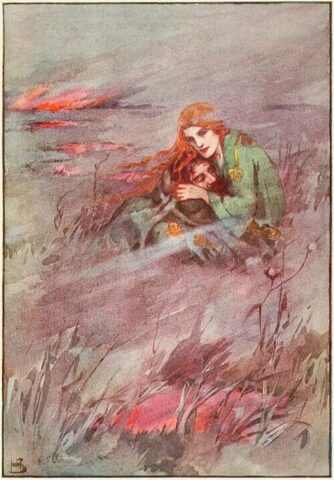 Deirdrê, illustration by Helen Stratton (1915), from A Book of Myths by Jean Lang. Public domain in the United States. Wikimedia Commons