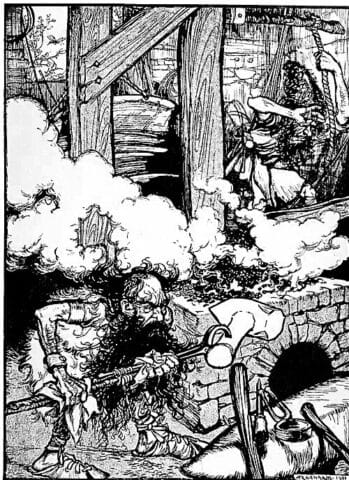 Arthur Rackham, Once Again the Buzzing Fly Came in at the Window (1901). Published in The Land of Enchantment (1907), p. 121. Public Domain, via Wikimedia Commons.
